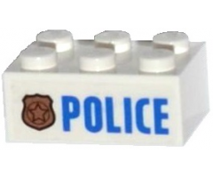 Brick 2 x 3 with Police Copper Star Badge and Blue 'POLICE' Pattern (Sticker) - Set 60130