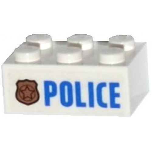 Brick 2 x 3 with Police Copper Star Badge and Blue 'POLICE' Pattern (Sticker) - Set 60130
