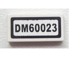 Tile 1 x 2 with 'DM60023' Pattern (Sticker) - Set 60023