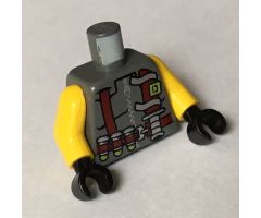 Torso Dino Vest with Dark Red Harness, 3 Bullets and Knife Pattern / Yellow Arms / Black Hands