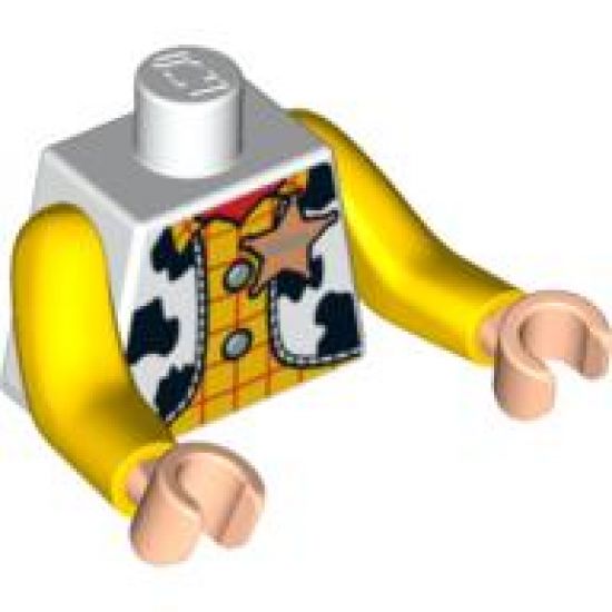 Torso Western Outfit Male with Sheriff Star Pattern (Woody) / Yellow Arms LONG / Light Nougat Hands