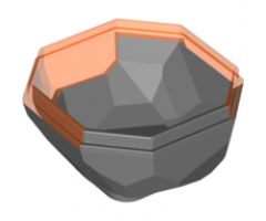 Rock Boulder, Bottom with Marbled Trans-Neon Orange Pattern