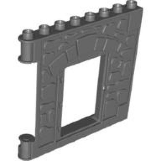 Duplo, Building Wall 1 x 8 x 6 Hinge on Left with Door Opening - Castle