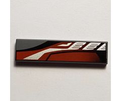 Tile 1 x 4 with Sleek Silver/Red/Black Pattern Left