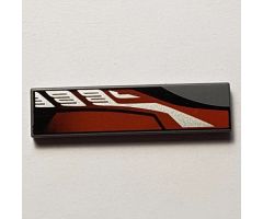 Tile 1 x 4 with Sleek Silver/Red/Black Pattern Right