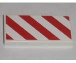 Tile 2 x 4 with Red and White Danger Stripes Pattern Right (Sticker) - Set 7593