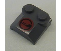 Slope, Curved 2 x 2 x 2/3 with Two Studs and Curved Sides, Lip End with Red/Black Circle Pattern