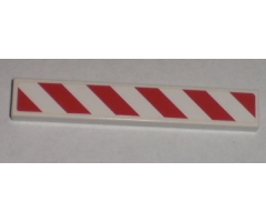 Tile 1 x 6 with Red and White Danger Stripes Pattern Left (Sticker) - Set 7592