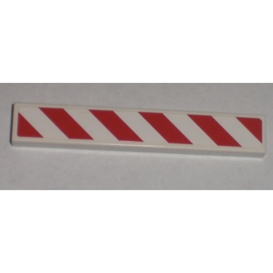 Tile 1 x 6 with Red and White Danger Stripes Pattern Left (Sticker) - Set 7592