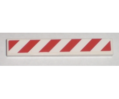 Tile 1 x 6 with Red and White Danger Stripes Pattern Right (Sticker) - Set 7592