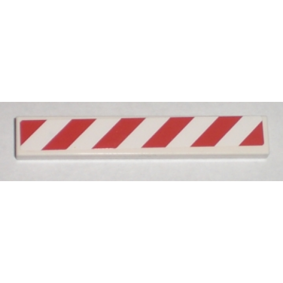 Tile 1 x 6 with Red and White Danger Stripes Pattern Right (Sticker) - Set 7592