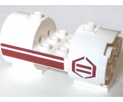 Cylinder 3 x 6 x 2 2/3 Horizontal with Dark Red Stripes and Hexagon Pattern Model Left (Stickers) - Set 8085