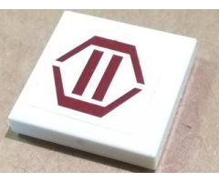 Tile 2 x 2 with Dark Red Hexagon and Two Stripes Pattern (Sticker) - Set 8085
