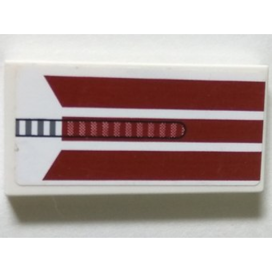 Tile 2 x 4 with Triple Dark Red Stripes Pattern (Sticker) - Set 8085