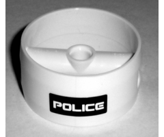 Cylinder 4 x 4 x 1 2/3 with Pin Holes and Center Bar with White 'POLICE' on Black Background Pattern (Sticker) - Set 5971