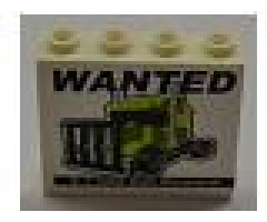 Panel 1 x 4 x 3 with Side Supports - Hollow Studs with 'WANTED $1.000.000 Reward' Pattern (Sticker) - Sets 8196 / 8199