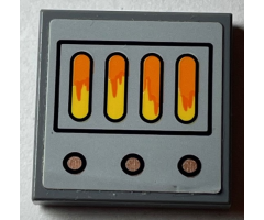 Tile 2 x 2 with Furnace Heater, Flames and Buttons Pattern (Sticker) - Set 60131