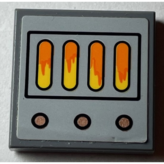 Tile 2 x 2 with Furnace Heater, Flames and Buttons Pattern (Sticker) - Set 60131