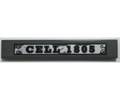 Tile 1 x 6 with Black 'CELL 1805' on Silver Weathered Name Plate Pattern (Sticker) - Set 70435