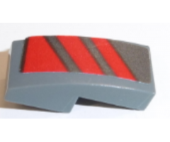 Slope, Curved 2 x 1 x 2/3 with Red Diagonal Stripes Pattern Model Right Side (Sticker) - Set 70613