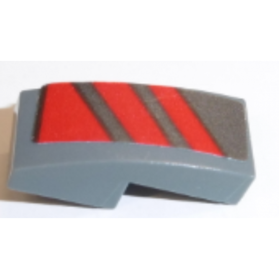 Slope, Curved 2 x 1 x 2/3 with Red Diagonal Stripes Pattern Model Right Side (Sticker) - Set 70613