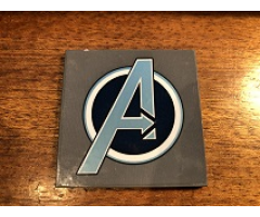 Tile 6 x 6 with Bottom Tubes with Metallic Light Blue Avengers Logo Pattern (Sticker) - Set 76131