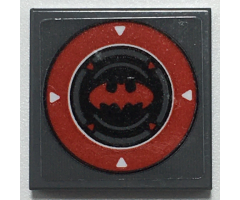 Tile 2 x 2 with Red Batman Logo Inside Red Circle with 4 White Arrows Pattern (Sticker) - Set 70917