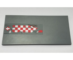 Tile 8 x 16 with Bottom Tubes with Red and White Tattered Checkered Flag, Arrow and Dirt Pattern (Sticker) - Set 70605