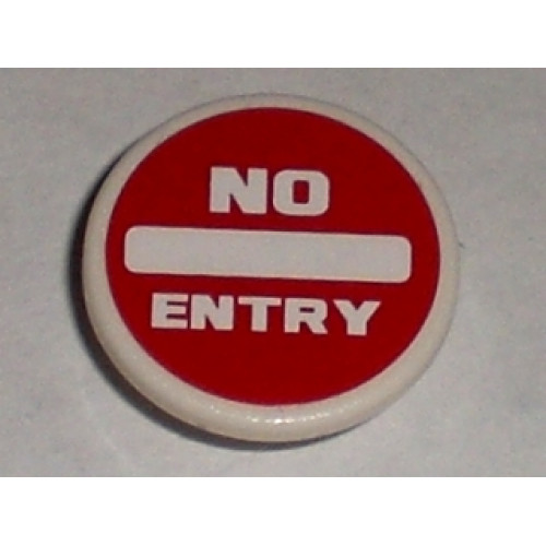 Road Sign 2 x 2 Round with Clip with 'NO ENTRY' Thick Pattern (Sticker) - Sets 8186 / 8196