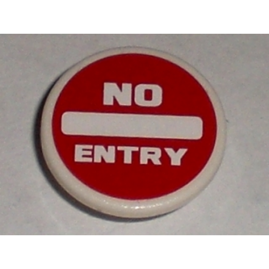 Road Sign 2 x 2 Round with Clip with 'NO ENTRY' Thick Pattern (Sticker) - Sets 8186 / 8196