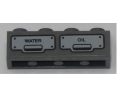 Brick 1 x 4 with 'WATER' and 'OIL' Pattern (Sticker) - Set 60197