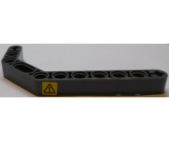 Technic, Liftarm 1 x 11.5 Double Bent Thick with Black Exclamation Mark on Yellow Background Pattern Model Right Side (Sticker) - Set 42055