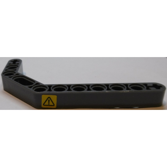 Technic, Liftarm 1 x 11.5 Double Bent Thick with Black Exclamation Mark on Yellow Background Pattern Model Right Side (Sticker) - Set 42055