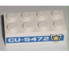 Brick 2 x 4 with 'CU-5472' and Badge Pattern on Both Sides (Stickers) - Set 8196