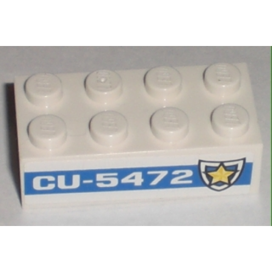 Brick 2 x 4 with 'CU-5472' and Badge Pattern on Both Sides (Stickers) - Set 8196