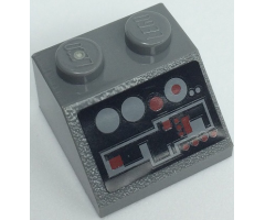 Slope 45 2 x 2 with Dark Red and Gray Buttons and Controls Pattern (Sticker) - Set 8091