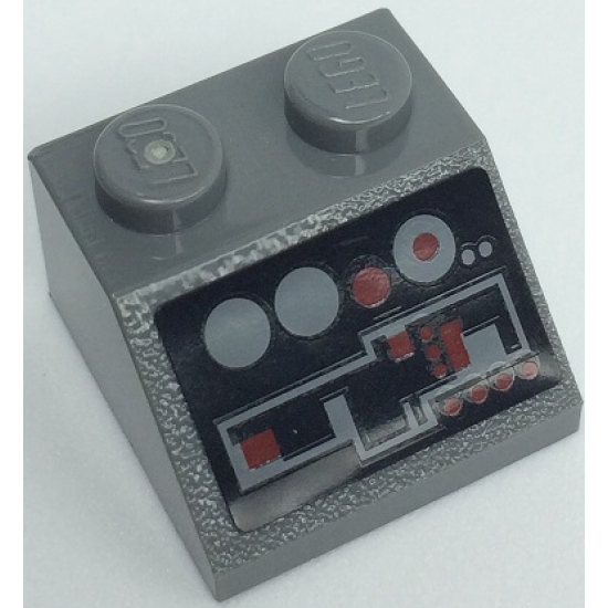 Slope 45 2 x 2 with Dark Red and Gray Buttons and Controls Pattern (Sticker) - Set 8091