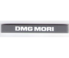 Tile 1 x 8 with White 'DMG MORI' on Dark Bluish Gray Background Pattern (Sticker) - Set 75876