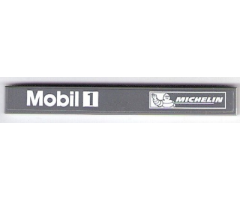 Tile 1 x 8 with White 'Mobil 1' and Michelin Logo on Dark Bluish Gray Background Pattern (Sticker) - Set 75876