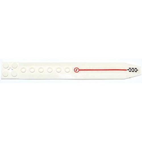 Plate, Modified 2 x 16 with Angled Side Extensions and Axle Hole (Rotor Blade) with Red Line and Black Holes Pattern Model Right (Sticker) - Set 70708