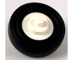 Wheel & Tire Assembly Center Small with Stub Axles (Pulley Wheel) with Black Tire 14mm D. x 4mm Smooth Small Single with Number Molded on Side (3464 / 59895)