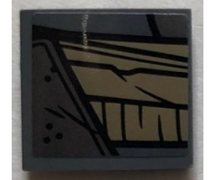 Slope, Curved 2 x 2 with Dark Tan Belt over Pearl Dark Gray Armor Model Right Pattern (Sticker) - Set 76075