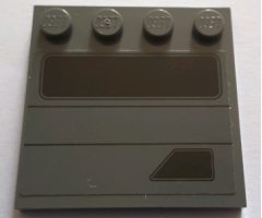 Tile, Modified 4 x 4 with Studs on Edge with Black Rectangle, Trapezoid and Lines Pattern Model Left Side (Sticker) - Set 75155