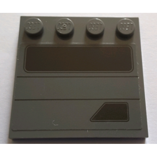 Tile, Modified 4 x 4 with Studs on Edge with Black Rectangle, Trapezoid and Lines Pattern Model Left Side (Sticker) - Set 75155