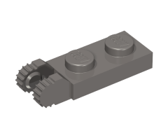 Hinge Plate 1 x 2 Locking with 2 Fingers on End and 9 Teeth without Bottom Groove