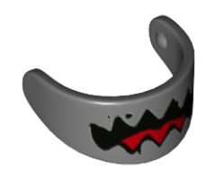 Minifigure, Headgear Accessory Visor Standard with Jaws and Tongue Pattern