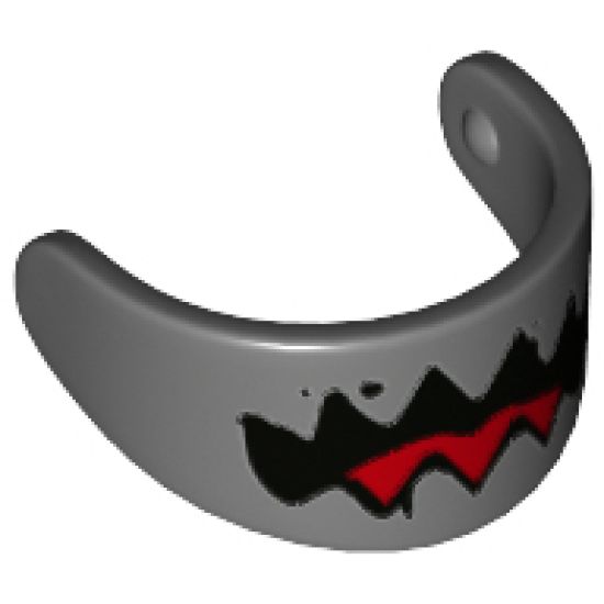 Minifigure, Headgear Accessory Visor Standard with Jaws and Tongue Pattern