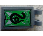 Tile, Modified 2 x 3 with 2 Clips with 'GO SLYTHERIN' and Snake Banner Pattern (Sticker) - Set 75956