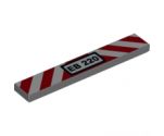 Tile 1 x 6 with 'EB 220' License Plate and Red and White Danger Stripes Pattern - Set 60220