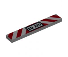 Tile 1 x 6 with 'EB 220' License Plate and Red and White Danger Stripes Pattern - Set 60220